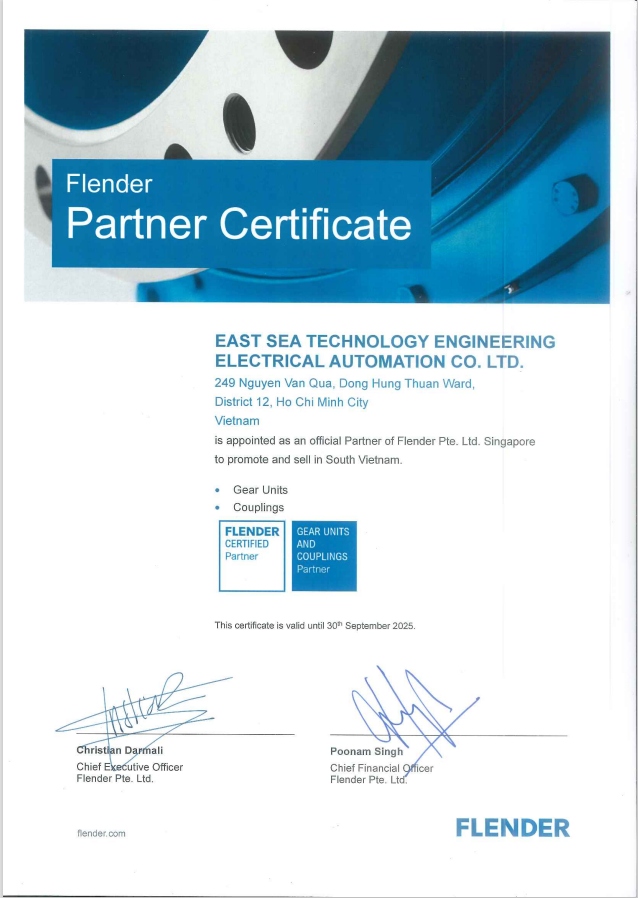 CHỨNG NHẬN ĐỐI TÁC CỦA FLENDER 2025